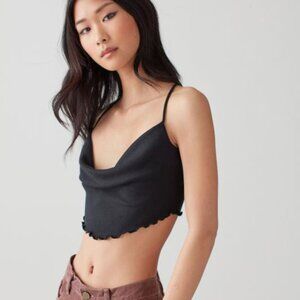 Urban Outfitters Heirloom Hanky Hem Cowl Neck Cami - Black